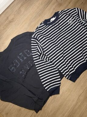 H&M Navy Striped Crewneck Sweater | Navy Striped NYC Sweatshirt XS LOT OF 2